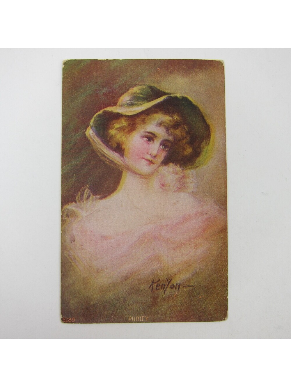 Postcard Victorian Lady in Hat Purity Artist Zula Kenyon Arcanum Ohio Antique